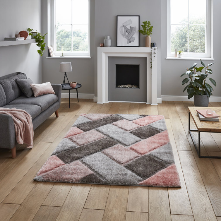 Ivy Bronx Aygul Machine Woven Grey/Pink Rug Wayfair.co.uk